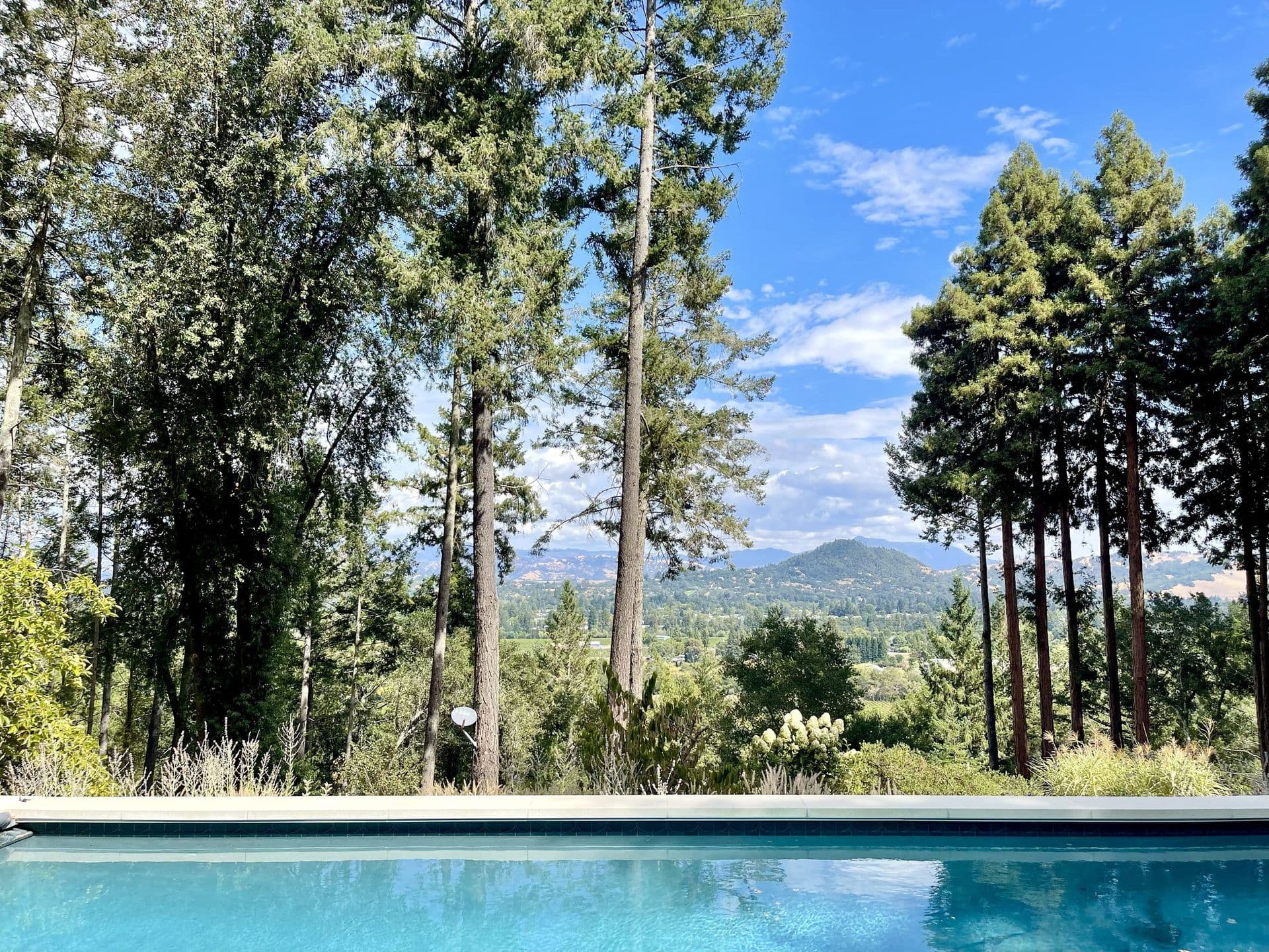 Sonoma County wine country pool and valley views